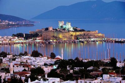 Bodrum castle Turkey at night