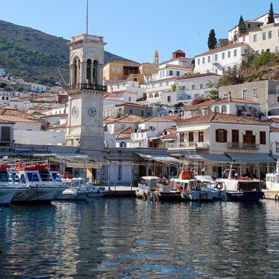 Hydra port in the Saronic Gulf of Greece