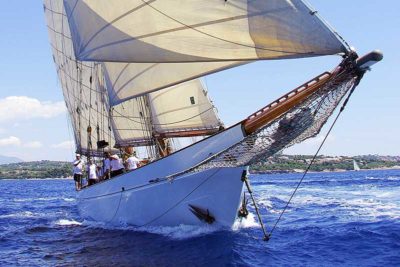 Nigel James Yacht Charter classic crewed charter yacht Aello sailing in Greece