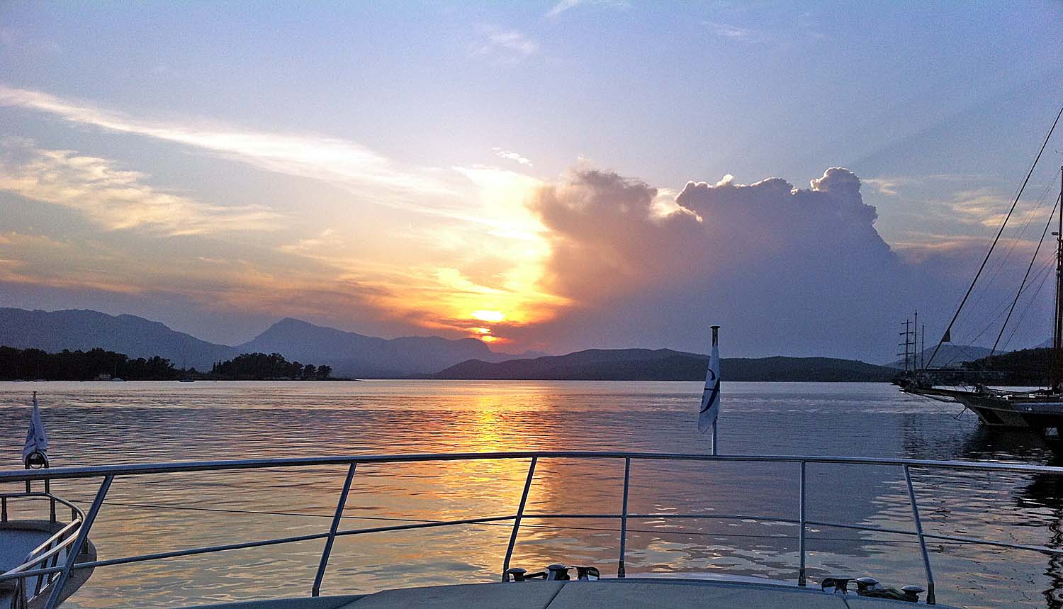 Sunset at Poros in Greece