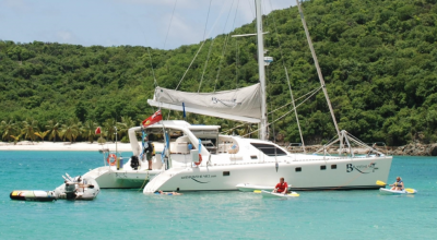 Nigel James Yacht Charter crewed charter catamaran Braveheart in the Caribbean